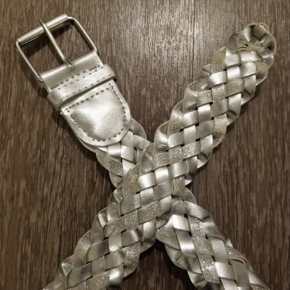 Silver Braided Belt with Sparkles